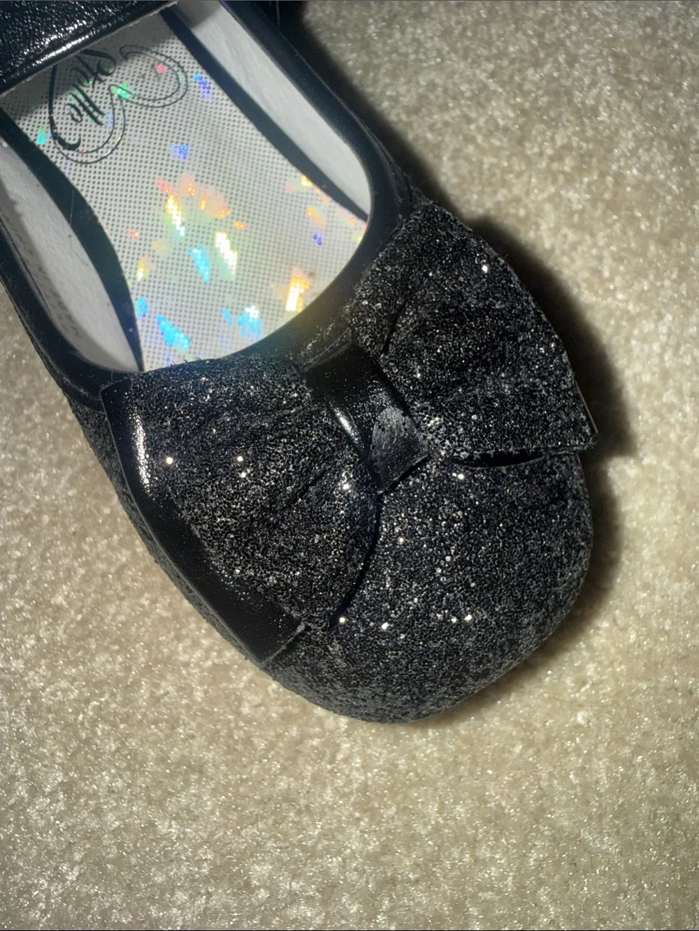 Glittery bow toddler shoes